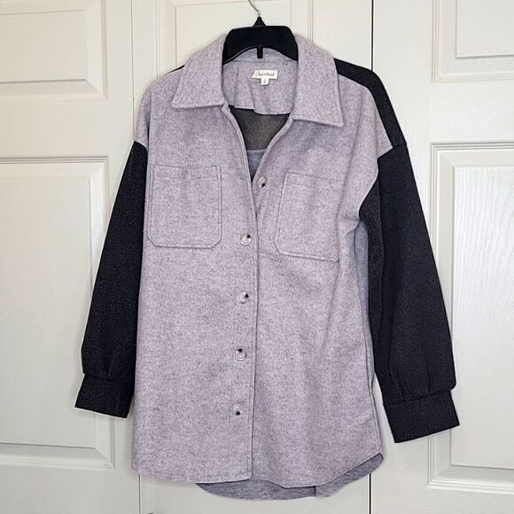 Anthropologie Two-Tone Gray Cozy Shacket Size Small - Picture 1 of 6